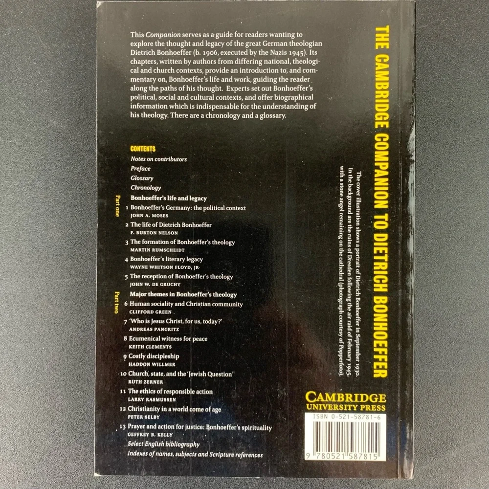 The Cambridge Companion to Dietrich Bonhoeffer edited by J. de Gruchy. 2004.